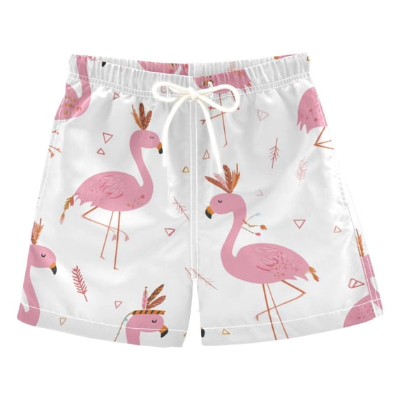 Kids' Beach Pants Comfortable Swim Trunks Cute Pink Flamingo Pattern Shorts for Pool Vacation and Lounge Wear 2T