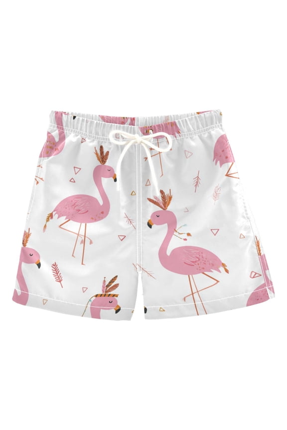Kids' Beach Pants Comfortable Swim Trunks Cute Pink Flamingo Pattern Shorts for Pool Vacation and Lounge Wear 5T