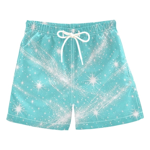 Kids' Beach Pants Comfortable Swim Trunks Cyan-blue Flashing Pattern Shorts for Pool Vacation and Lounge Wear Large