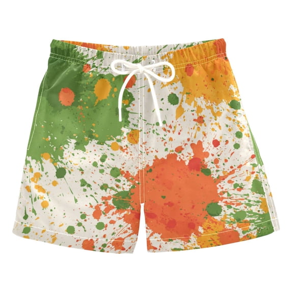 Kids' Beach Pants Comfortable Swim Trunks Paint Splatter Pattern Shorts for Pool Vacation and Lounge Wear Large