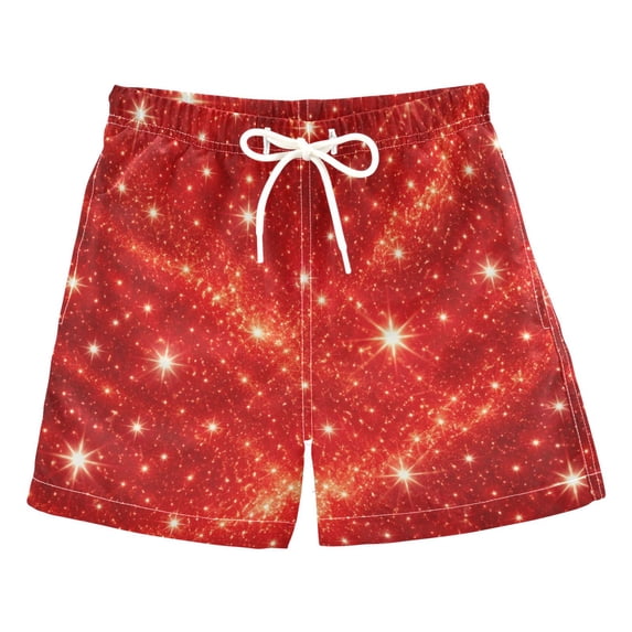 Kids' Beach Pants Comfortable Swim Trunks Red Flashing Pattern Shorts for Pool Vacation and Lounge Wear X-Large