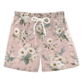 thumbnail image 1 of Kids' Beach Pants Comfortable Swim Trunks Small White and Pink Flowers Shorts for Pool Vacation and Lounge Wear 4T, 1 of 8