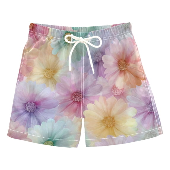 Kids' Beach Pants Comfortable Swim Trunks Tie-dye Daisies Shorts for Pool Vacation and Lounge Wear 2T
