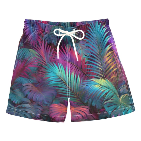 Kids' Beach Pants Comfortable Swim Trunks Vibrant and Shimmering Jungle Shorts for Pool Vacation and Lounge Wear 2T