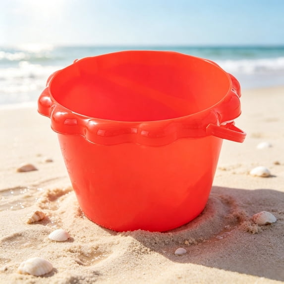 Kids Beach Sand Bucket Toy, Portable Handheld Seaside Sand Pail for Outdoor Beach Play Backyard Sandbox Games