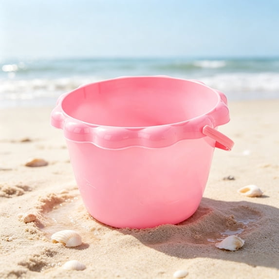 Kids Beach Sand Bucket Toy, Portable Handheld Seaside Sand Pail for Outdoor Beach Play Backyard Sandbox Games