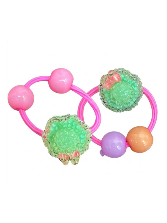 Kids Beaded Hair Ties Soft Stretch Ponytail Holders Set