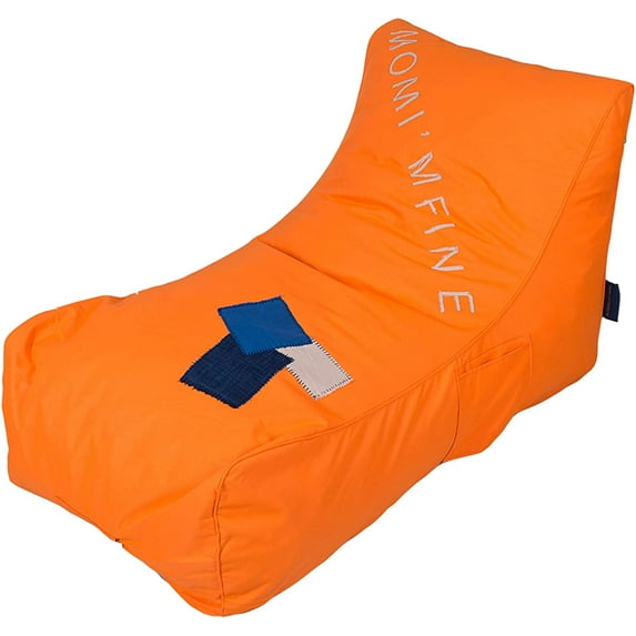 Kids Bean Bag Chair - Floor Chair Couch Lazy Lounger Memory Foam Sofa with Dirt-Proof Oxford Fabric&Side Pocket for Kids Age 2 and Up,MOM I'm FINE, Orange