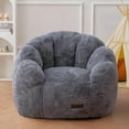 thumbnail image 1 of Kids Bean Bag Chair, Floral Shaped Bean Bag Sofa, Plush Faux Fur Toddler Couch with Petal Backrest for Boys Girls, Stuffed Cozy Sofa for Nursery, Bedroom, Grey, 1 of 13