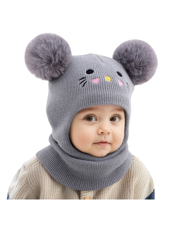 Kids Beanie Girls Winter Hat Kids Embroidery Cartoon Cat Knit Hat Warm Winter Baby Boy Girl Toddler for Cold Weather