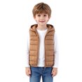 thumbnail image 1 of Kids Bear Ear Hooded Puffer Vest Boys Girls Sleeveless Quilted Warm Gilet Full Zip Lightweight Padded Vest for Toddlers Fall Winter School Daily Outdoor Wear(5-6 Years,Brown), 1 of 3