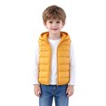 thumbnail image 1 of Kids Bear Ear Hooded Puffer Vest Boys Girls Sleeveless Quilted Warm Gilet Full Zip Lightweight Padded Vest for Toddlers Fall Winter School Daily Outdoor Wear(3-4 Years,Yellow), 1 of 4