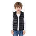 thumbnail image 1 of Kids Bear Ear Hooded Puffer Vest Boys Girls Sleeveless Quilted Warm Gilet Full Zip Lightweight Padded Vest for Toddlers Fall Winter School Daily Outdoor Wear(12-18Months,Black), 1 of 4