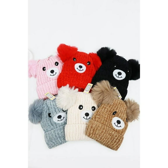 Bear Pom Pom Knit Beanie, Kids'