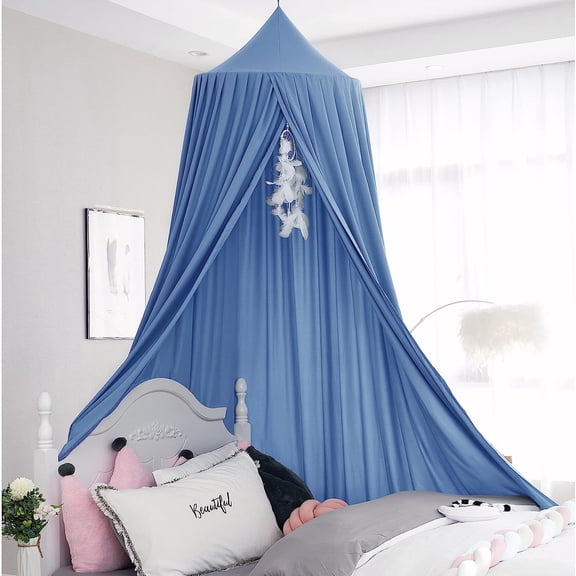 Kids Bed Canopy for Crib & Nursery - Hanging Canopy Blocking Light - Reading Canopy (Fog Blue)