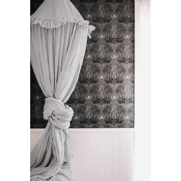 Bed Canopy with Frills Cotton Cover Net for Crib Reading Nook Curtain Hideaway Hanging Round Tent Nursery Bedding Play Room Decor