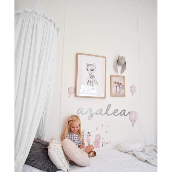 Kids Bed Canopy with Frills Cotton Hanging Tent Curtain Net for Reading Nook Hideaway Bedding Play Room Decor (White)