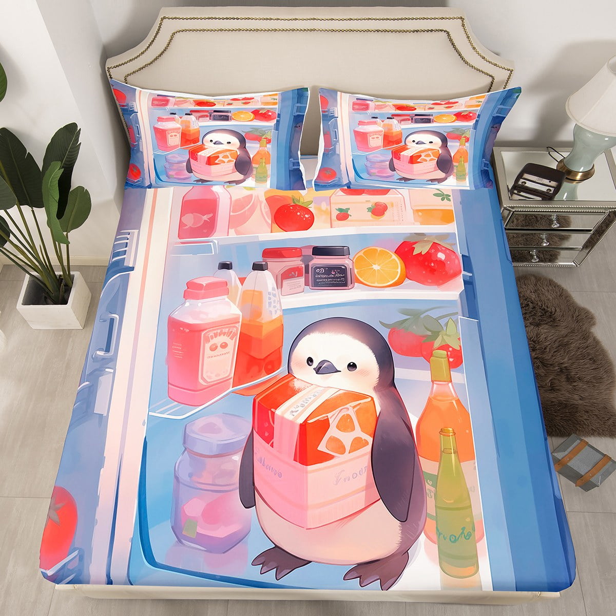 Kids Bed Sheets Twin Size, Kawaii Penguin Bedding Set Eid Gifts for ...