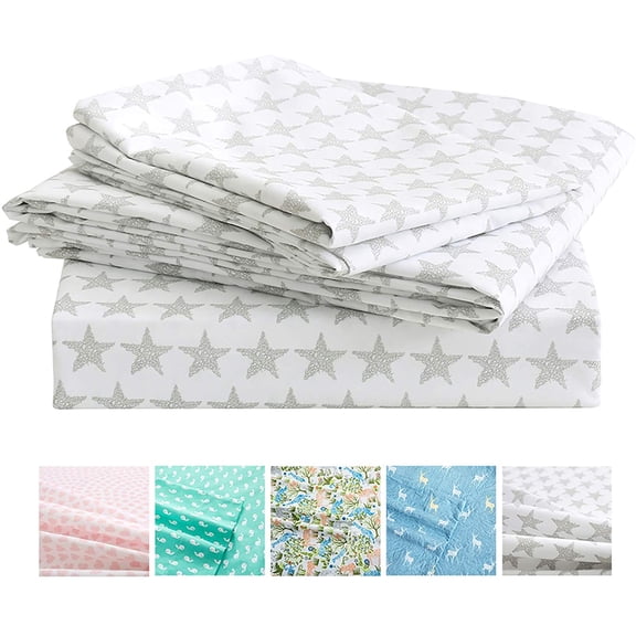 Kids Bed Sheets Twin Stars Printed Sheets for Boys & Girls Soft Lightweight Microfiber Easy Wash Bedding Set (1 Fitted Sheet + 1 Ft Sheet + 1 Pillowcase)