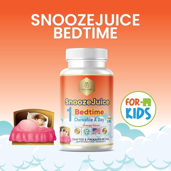 Kids Bed Time 1 Chewable Tablet A Day Halal Vitamins Orange Flavor for Age 4-12, 60 Servings by Organic Strength
