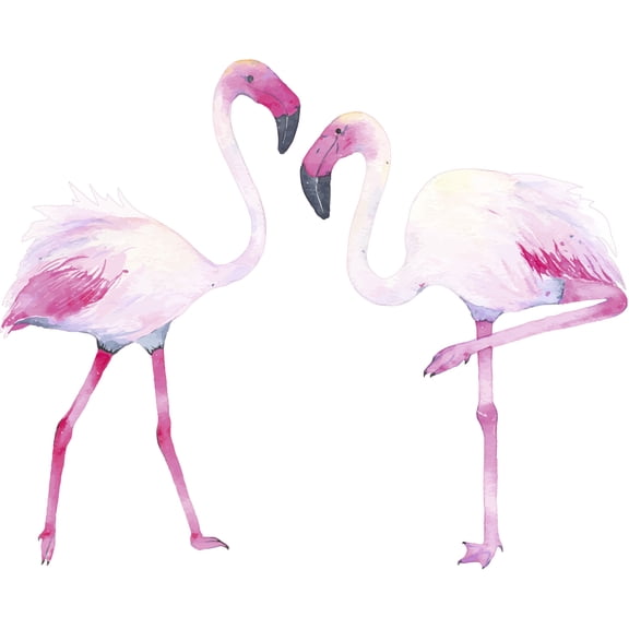Kids Bedroom Art Pink Flamingo Decor Multicolored Flowers Green Plant Leaves Design Vinyl Adhesive Wall Decoration Sticker | 20" x 34" Removable Home Bedroom Living Room Art Bird Animal Wall Decal