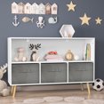 thumbnail image 1 of Kids Bedroom Furniture Kids bookcase with Collapsible Fabric Drawers, Children's Book Display, Toy Storage Cabinet Organizer, White/Gray,Baby Cribs, 1 of 22