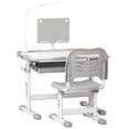 thumbnail image 1 of Kids Bedroom Furniture Qaba Kids Desk and Chair Set, School Study Desk with USB Light, Storage Drawer for Writing, Activities, Arts, or Crafts, Gray and White,Baby Cribs, 1 of 10