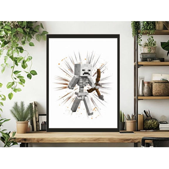 Kids Bedroom Gaming Decor – Minecraft Pixel Wall Art Print Poster 8x12 UNFRAMED