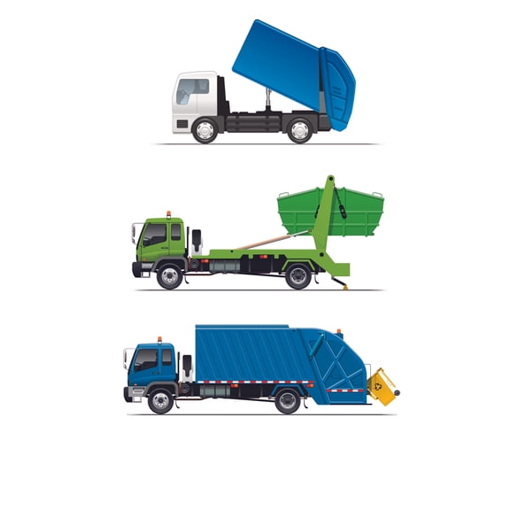 Kids Bedroom Living Room Dumpster Toys Garbage Waste Collection Vehicle Vinyl Adhesive Wall Decal | 20" x 28" Home Art Garbage Truck Decal Design Removable Refuse Truck Decor Wall Decoration Sticker