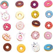 Kids Bedroom Living Room Multi-colored Fried Dough Ring Shaped Food Dessert Wall Decal Design - 19" x 20" Home Art Vinyl Adhesive Assorted Doughnuts Decor Removable Wall Decoration Sticker
