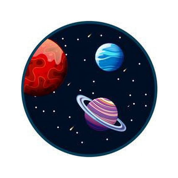 Kids Bedroom Living Room Outer Space Planets Themed Wall Decal Sticker - 28" x 28" Vinyl Home Art Celestial Bodies Decor Design Intergalactic Space Galaxy Removable Wall Decoration - Multicolor