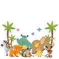 thumbnail image 1 of Kids Bedroom Living Room Vinyl Safari Animals Decor Design Adhesive Wall Decal | 13" x 20" Home Art African Jungle Zoo Animals Removable Amazon Decal Design Wall Decoration Sticker - Multicolor, 1 of 5