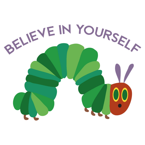 Kids Bedroom Nursery Art The Very Hungry Caterpillar Adhesive Decor Design Multi-colored Wall Decal Quotes - Believe In Yourself | 16" x 20" Removable Home Living Room Insect Wall Sticker Decoration