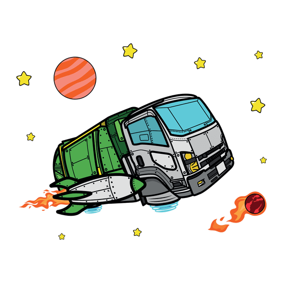 Kids Bedroom Nursery Art Recreational Vehicle Space Ship DÃ©cor 10" x 20" Multicolored Outer Space Themed Design Vinyl Adhesive Wall Decal Sticker - Planets Stars Galaxy Removable Wall Decoration