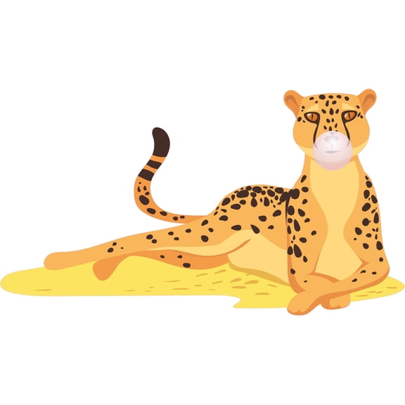 Kids Bedroom Nursery Cheetah Leopard Bubble Gum Decoration Removable Multicolored Art Vinyl Wall Decal Sticker - 11" x 20" Adhesive Home Living Room Safari Large Cat Animal Design Wall Art Sticker