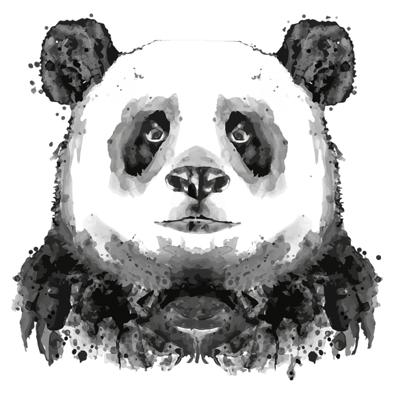 Kids Bedroom Playroom Animal Portrait Watercolor Painting Adhesive Decoration Sticker 28" x 28" Giant Panda Bear Design Multicolored Vinyl Home Wall Decal