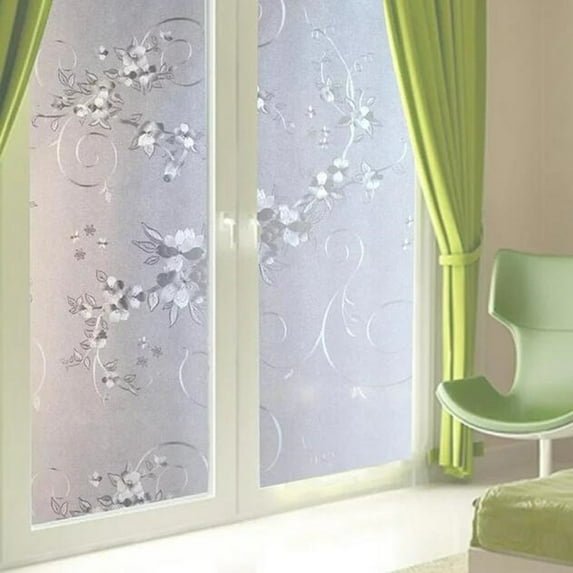 Kids Bedroom Set 3D Flower Privacy Window Film No Glue Static Cling Frosted Window/Door/Glass Film Decor For Home Office,Clear Household Stickers
