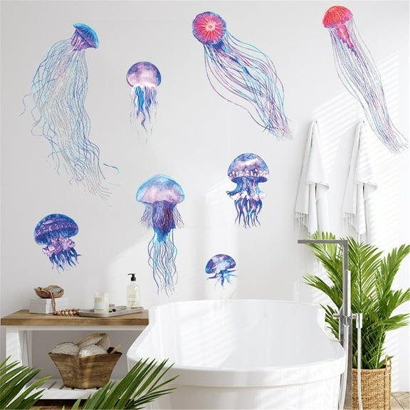 Kids Bedroom Set Large Wall Stickers Underwater Fish Wall Decals Girls Bedroom Nursery Bathroom Wall Decor,Gray Household Stickers