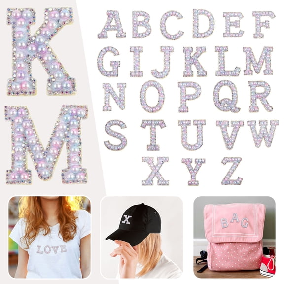 Kids Bedroom Set Letter Patch Set Of Pearl Rhinestone Shiny Pearl Letter Patch Clothes Applique Imitation Pearl Letter Patch (Colorful) Diy Letter Sticker, Household Stickers