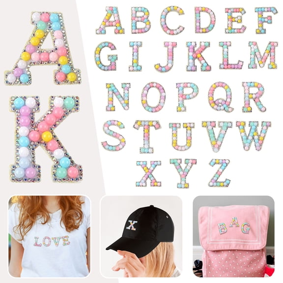 Kids Bedroom Set Letter Patch Set Of Pearl Rhinestone Shiny Pearl Letter Patch Clothes Applique Imitation Pearl Letter Patch (Colorful) Diy Letter Sticker, Household Stickers