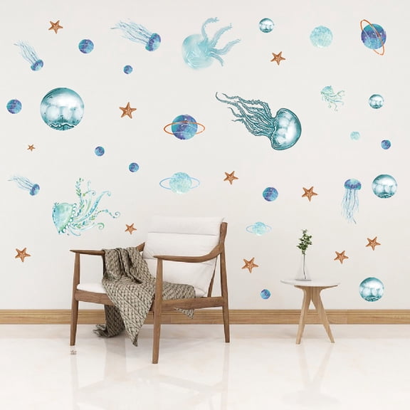Kids Bedroom Set Marine Sticker Living Room Wall Stickers Diy Sticker Decoration,Black Household Stickers