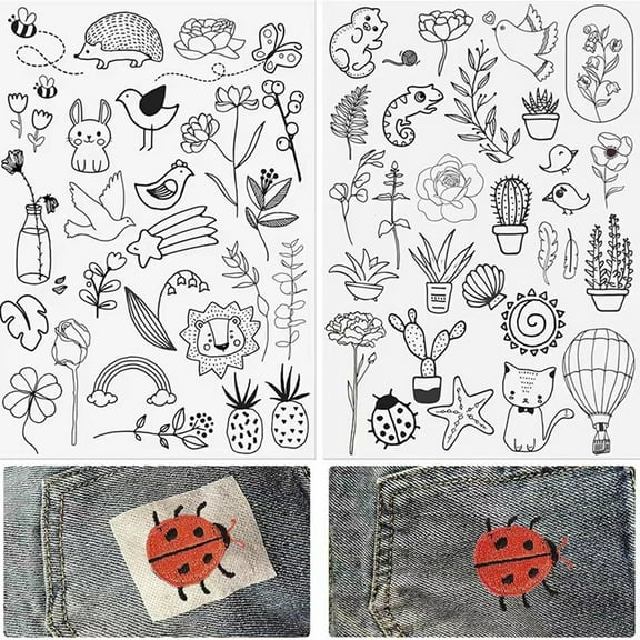 Kids Bedroom Set Pants Embroidery Patch 2 Sheets Embroidery Water Soluble Stabilizers With Flower Patterns Diy Hand Sewing Lover'S Dream,Black Household Stickers