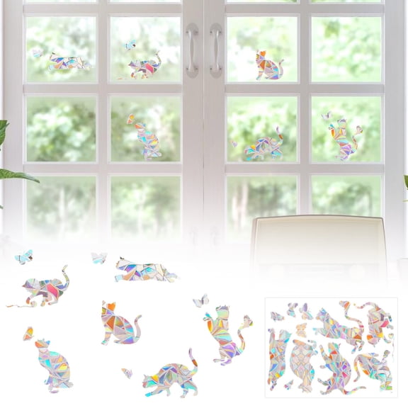 Kids Bedroom Set Rainbow Static Glass Sticker Colorful Bird Anti Collision Sticker Window Sticker,White Household Stickers