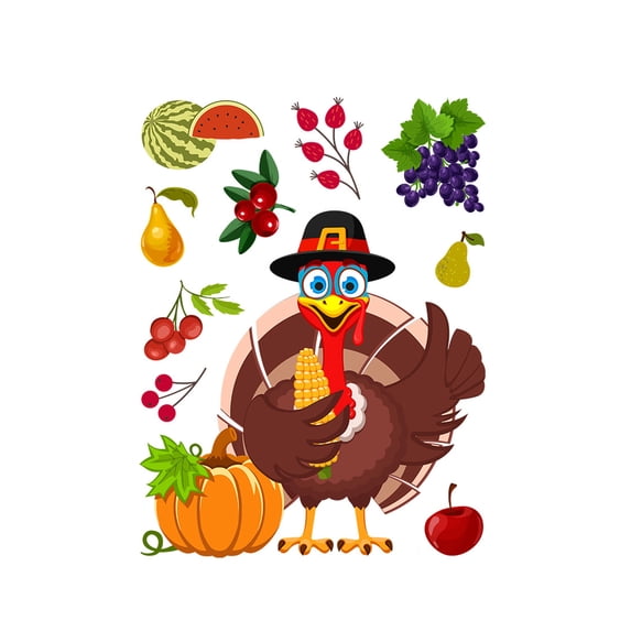 Kids Bedroom Set Thanksgiving Autumn Maple Leaf Window Stickers Static Window Thanksgiving Party Scene Layout Stickers, Thanksgiving Household Stickers