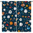 thumbnail image 1 of Kids Bedroom Window Curtains, Basketball Soccer Baseball Sports Theme Teenage Boys Home Living Room Blackout Curtains 42x84in, 1 of 6