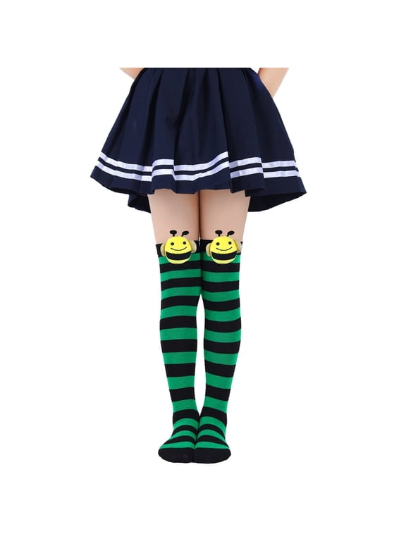 Kids Bee Soccer Socks Toddler Soccer Socks Girls Boys Soccer Socks Kids Tube Socks with Stripes Toddler Knee High Socks for Halloween Birthday Christmas