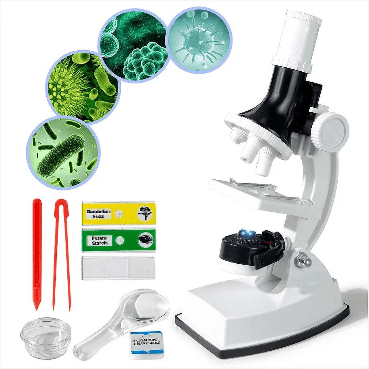 Beginner Microscope Science Kits 100X1200X with Prepared Slides, STEM Tools