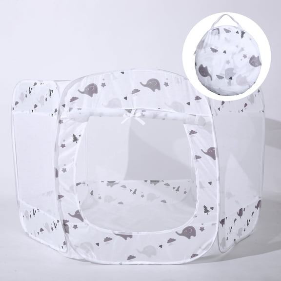 Kids Elephant Ball Pit with Curtain Large Pop Up Childrens Ball Pits Tent for Toddlers Playhouse Baby Crawl Playpen with Zipper Storage Bag, Balls Not Included