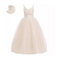 thumbnail image 1 of Kids BeigeDresses for Girls Ruffle Sleeveless Tulle Toddler Dress Toddler Party Dress Dress Up Clothes for Girls 8-10 Years, 1 of 3
