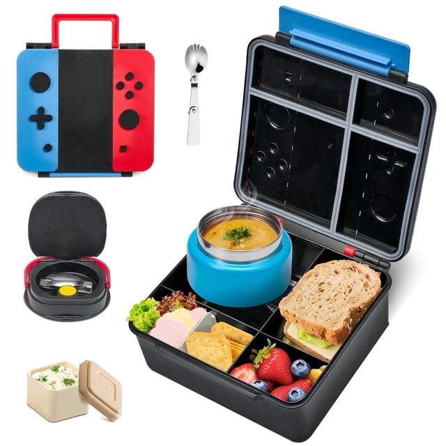 Pawtong Kids Bento Lunch Box with 9 oz Insulated Food Jar, Folding ...